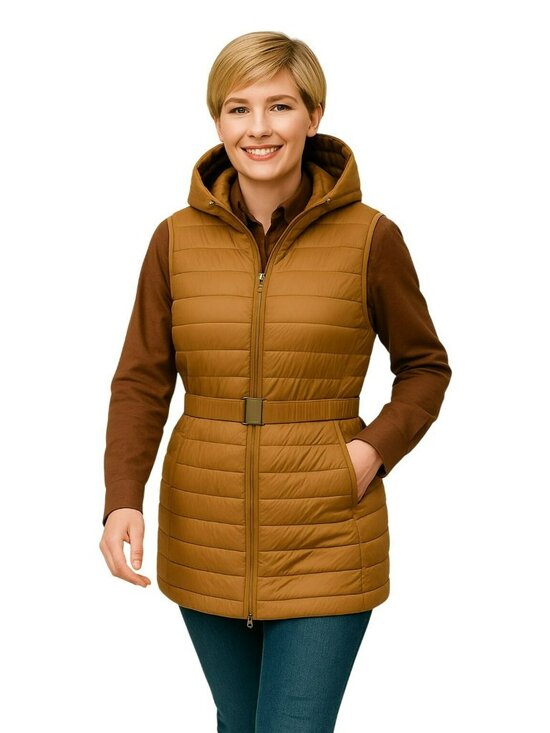Lands' End Jackets & Blazers - Lands End HyperDRY 800 FP Down Puffer Womens 1X Vest Water-Resistant Hood & Belt